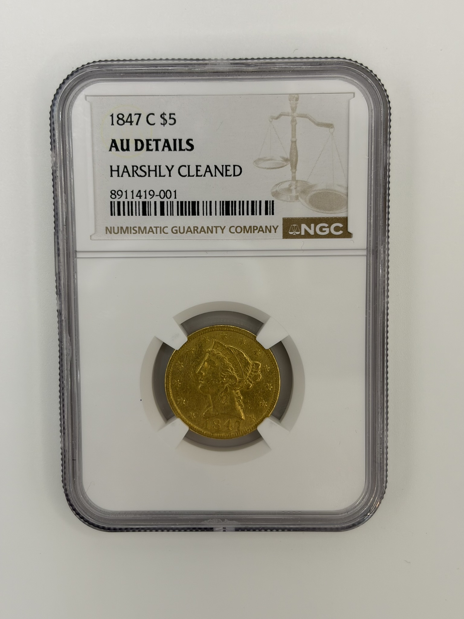 1847 Charlotte mint gold coin at Gold King, 1750 Startown Road, Hickory, NC