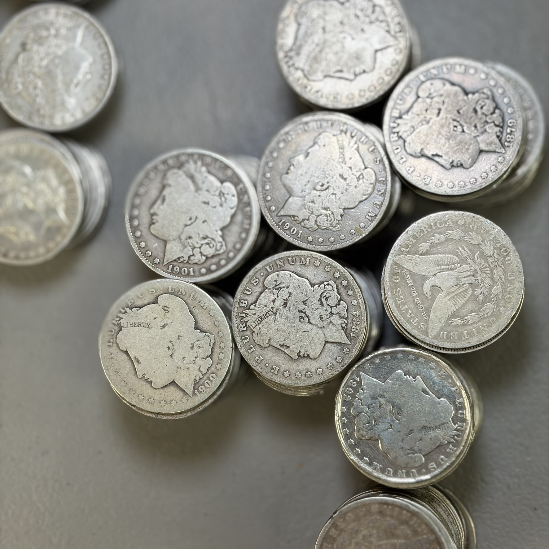 Bulk lot of Morgan silver dollars at Gold King, Hickory, NC
