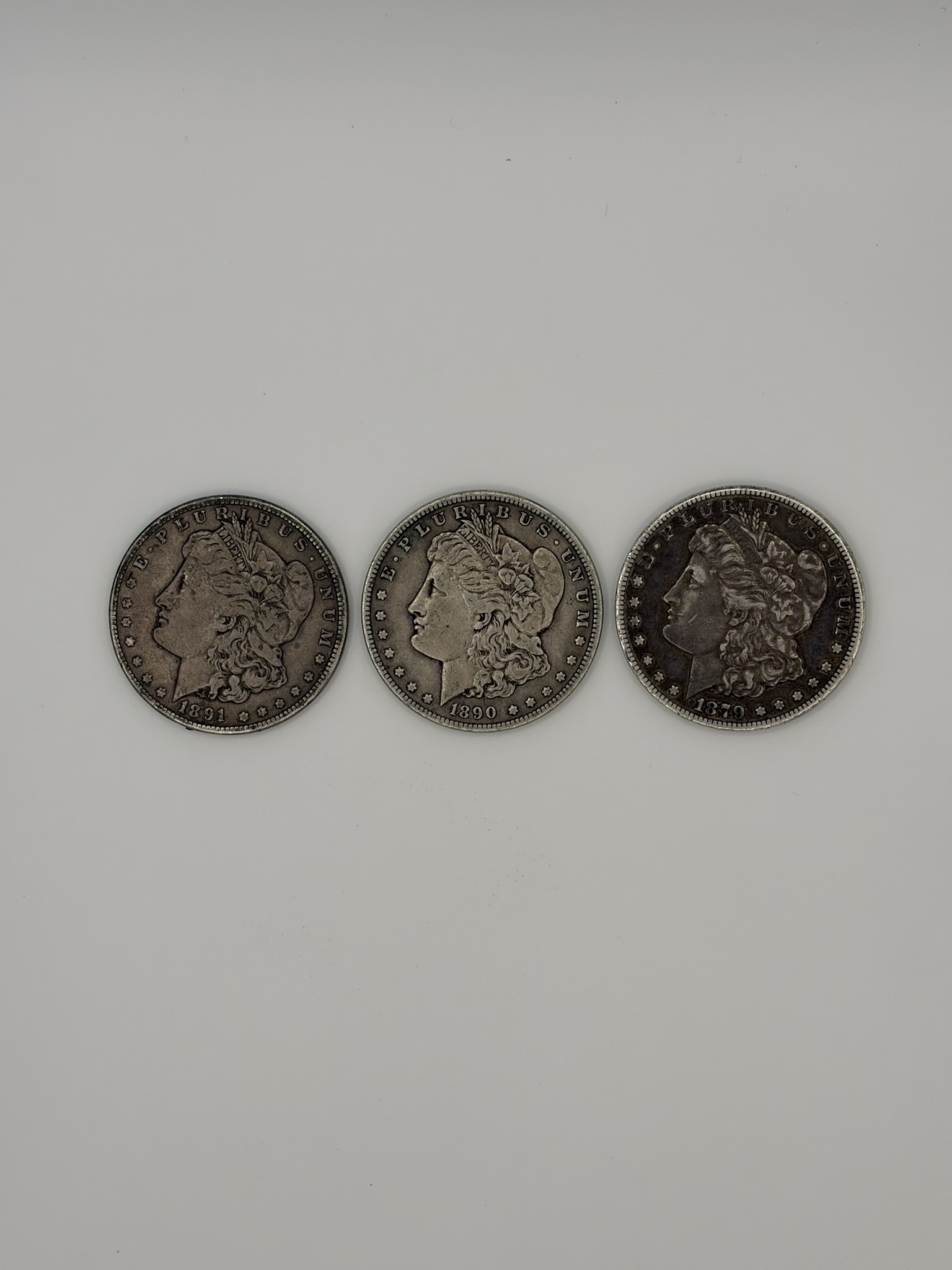 Carson City Morgan silver dollars, obverse, at Gold King in Hickory, NC