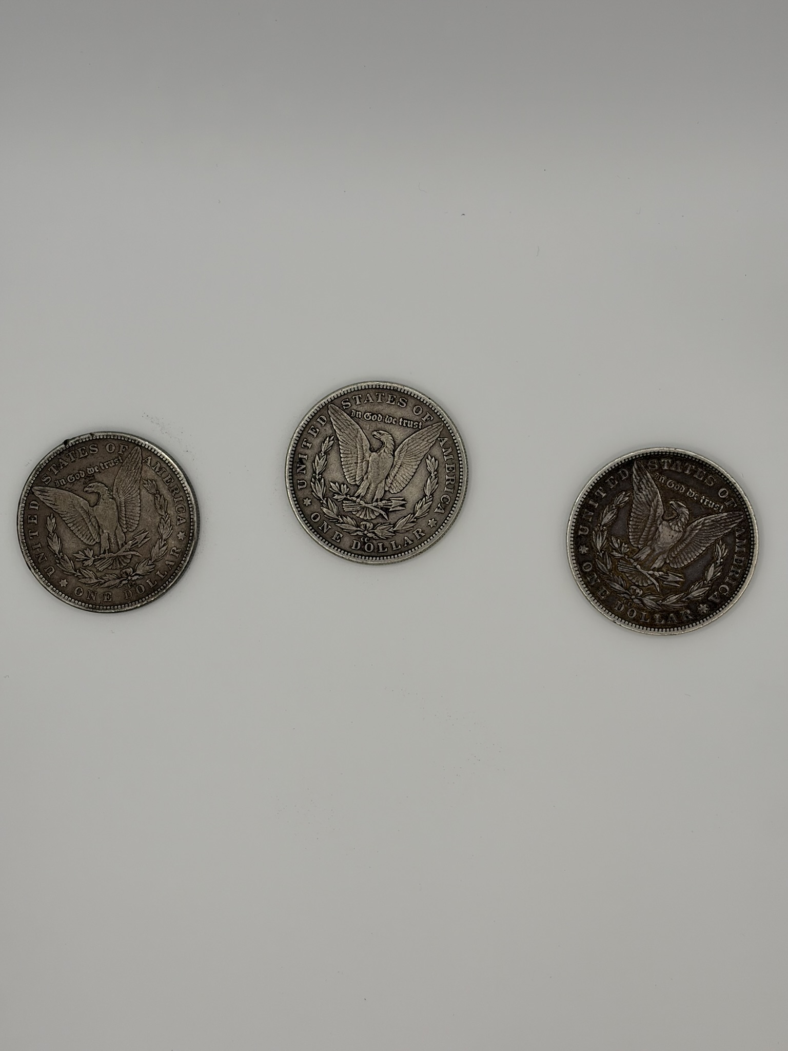 Carson City Morgan silver dollars, reverse, at Gold King in Hickory, NC