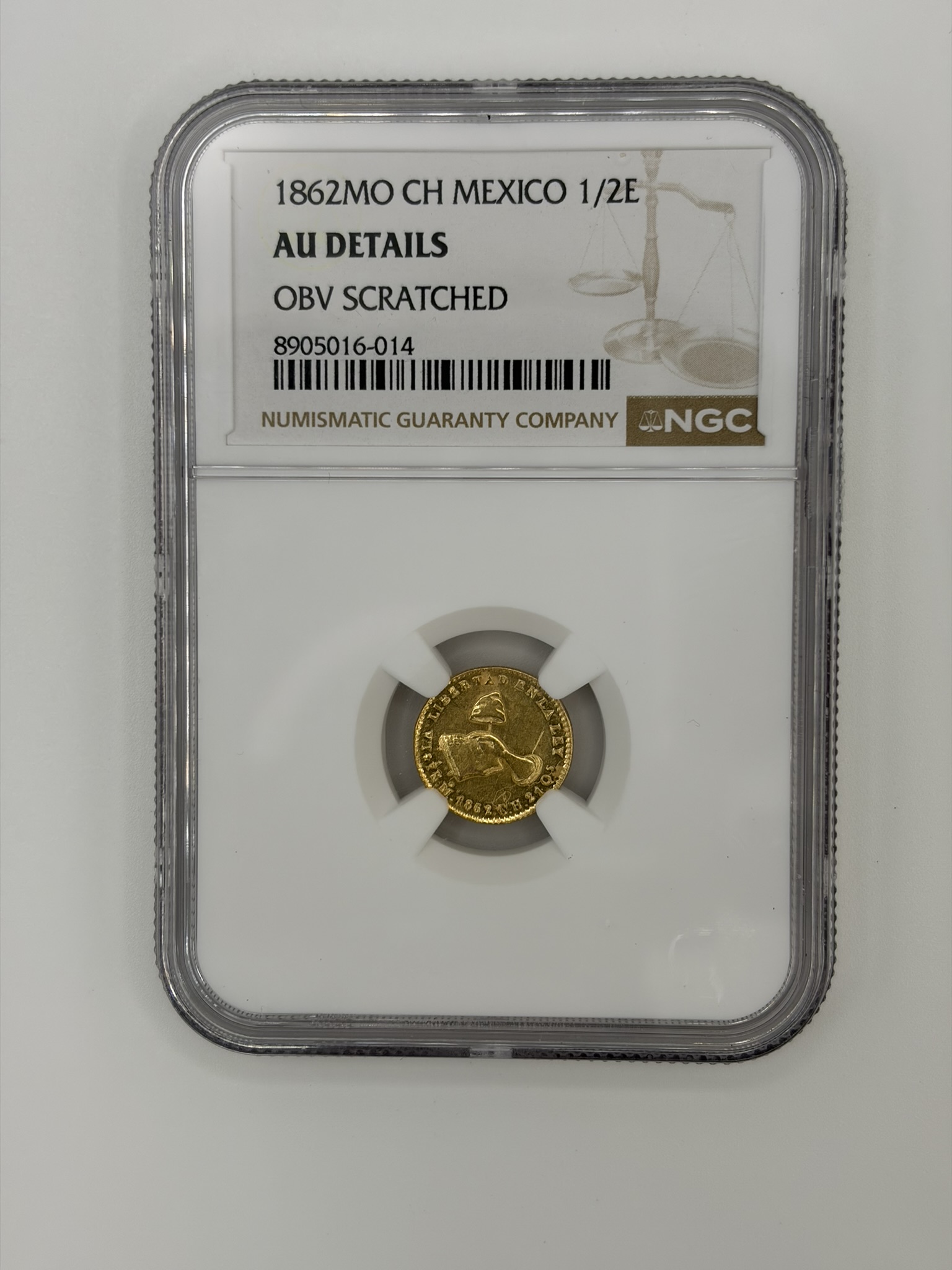 Mexican gold escudo coin at Gold King on Startown Road, Hickory, NC