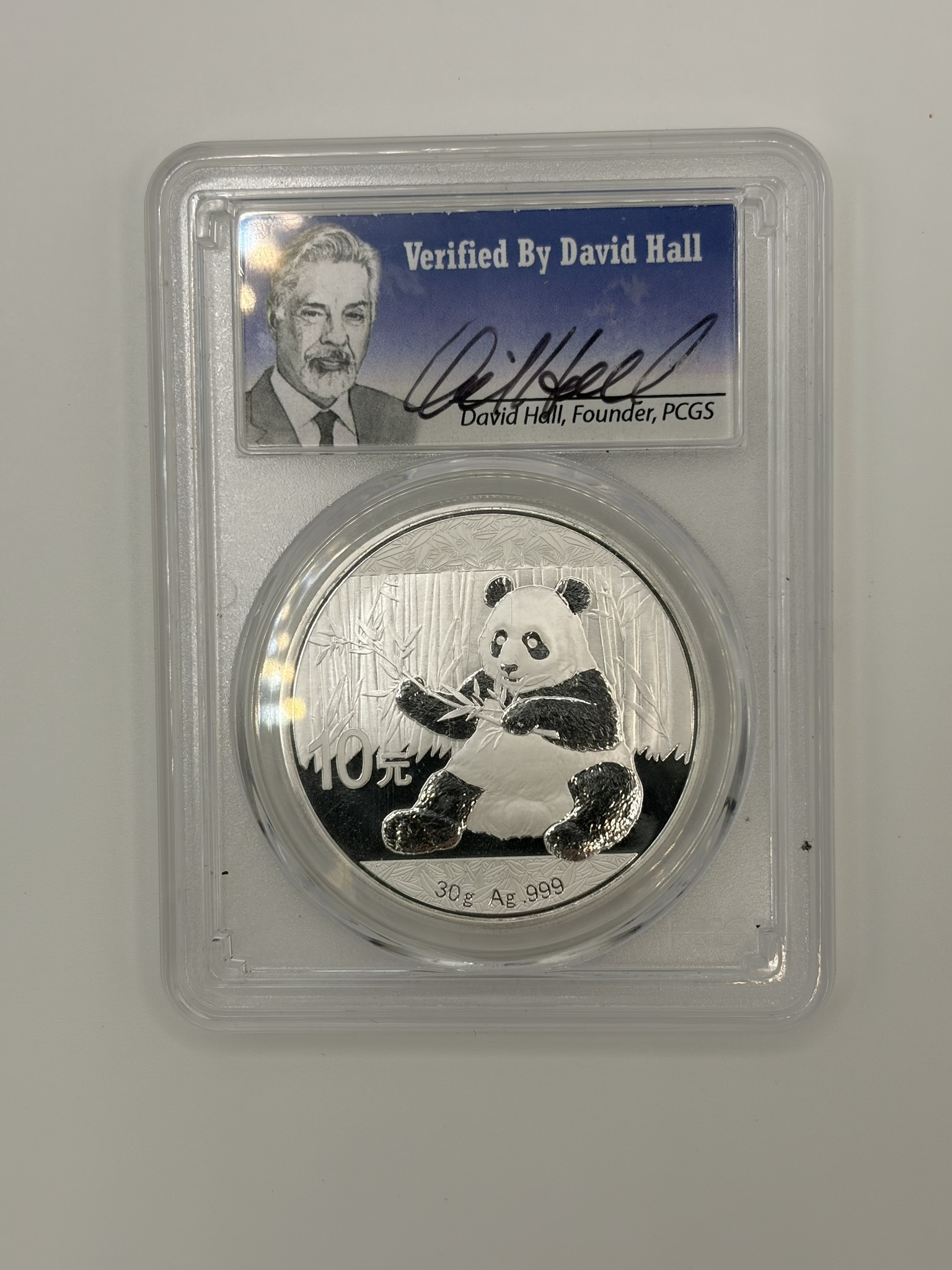 Chinese silver panda coin with signature design at Gold King, Hickory, NC